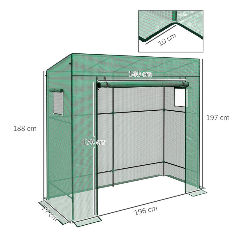 PE Cover Walk-in Outdoor Greenhouse, Green