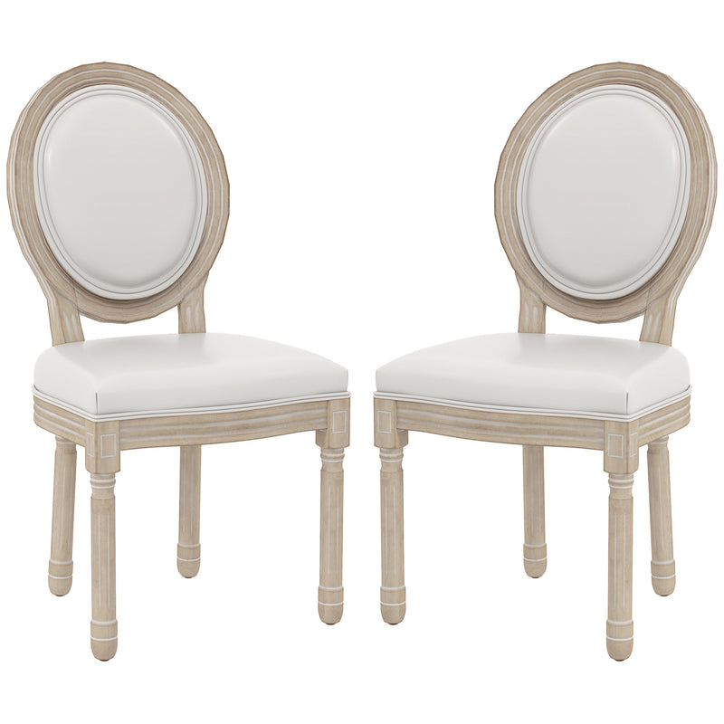 Dining Chairs Set of 2, French Vintage Style Kitchen Chairs with PU Leather Upholstery and Wooden Legs for Dining Room