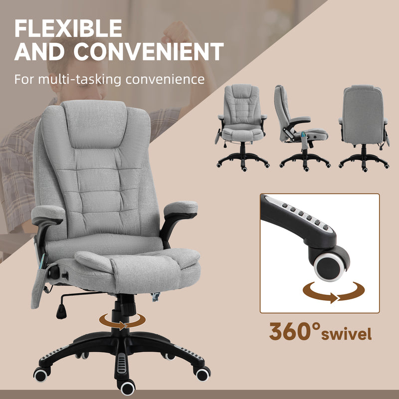 Office Chair with Massager High Back Ergonomic Design with Heated Padded and 360° Swivel Base for Home Office, Gaming, Light Grey