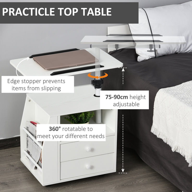 Functional Swivel Bedside Table End Table Side Table for Living Room Nightstand for Bedroom