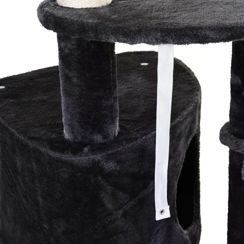 Adjustable Height Floor-To-Ceiling Vertical Cat Tree with Carpeted Platforms, Condo, Sisal Rope Scratching Areas