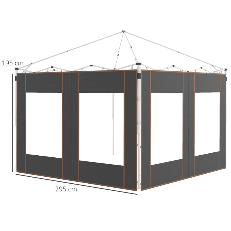 Gazebo Side Panels, 2 Pack Sides Replacement, for 3x3(m) or 3x6m Pop Up Gazebo, with Doors and Windows, Grey