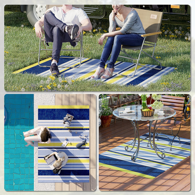Reversible Outdoor Rug, Waterproof Plastic Straw Mat for Backyard, Deck, RV, Picnic, Beach, Camping, 121 x 182 cm
