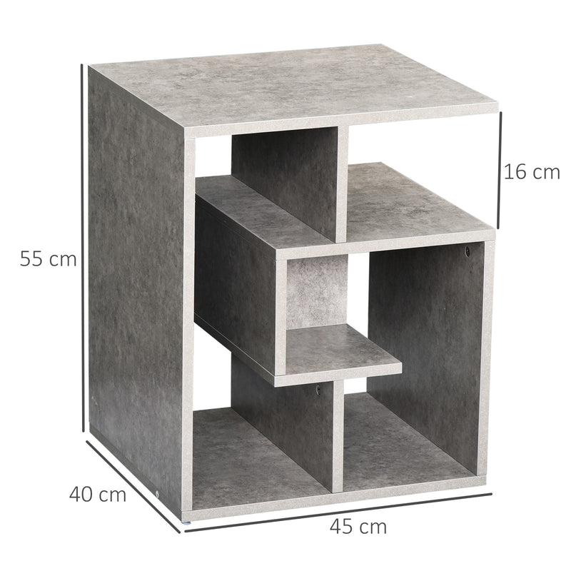 Side Table, 3 Tier End Table with Open Storage Shelves, Living Room Coffee Table Organiser Unit, Set of 2, Cement Colour
