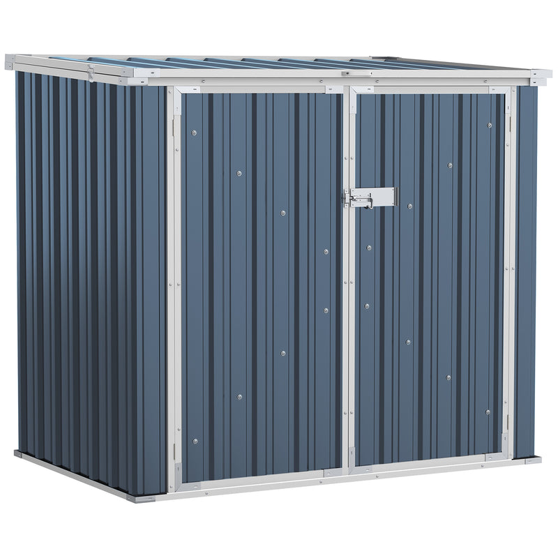 5ft x 3ft Garden 2-Bin Steel Storage Shed, Double Rubbish Storage Shed, Hide Dustbin w/ Locking Doors and Openable Lid