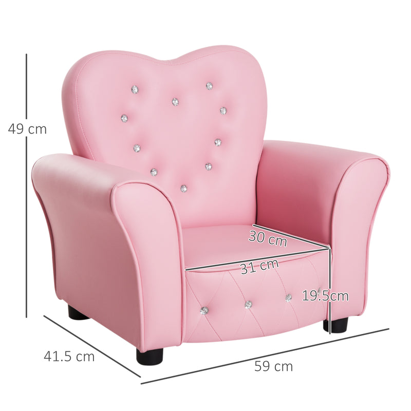 Kids Toddler Chair Sofa Children Armchair Seating Relax Playroom Seater Girl Princess Pink