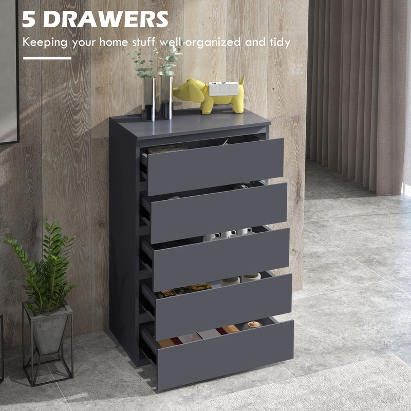 High Gloss Chest of Drawers, 5-Drawer Storage Cabinets, Modern Dresser, Storage Drawer Unit for Bedroom