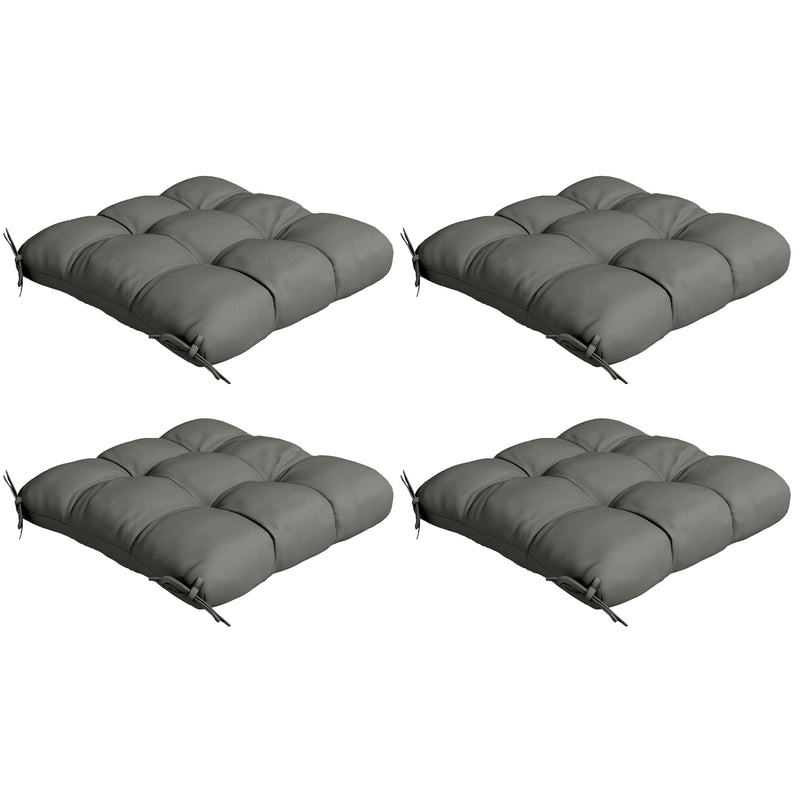 4-Piece Seat Cushion Pillows Replacement, Patio Chair Cushions Set with Ties for Indoor Outdoor, Charcoal Grey