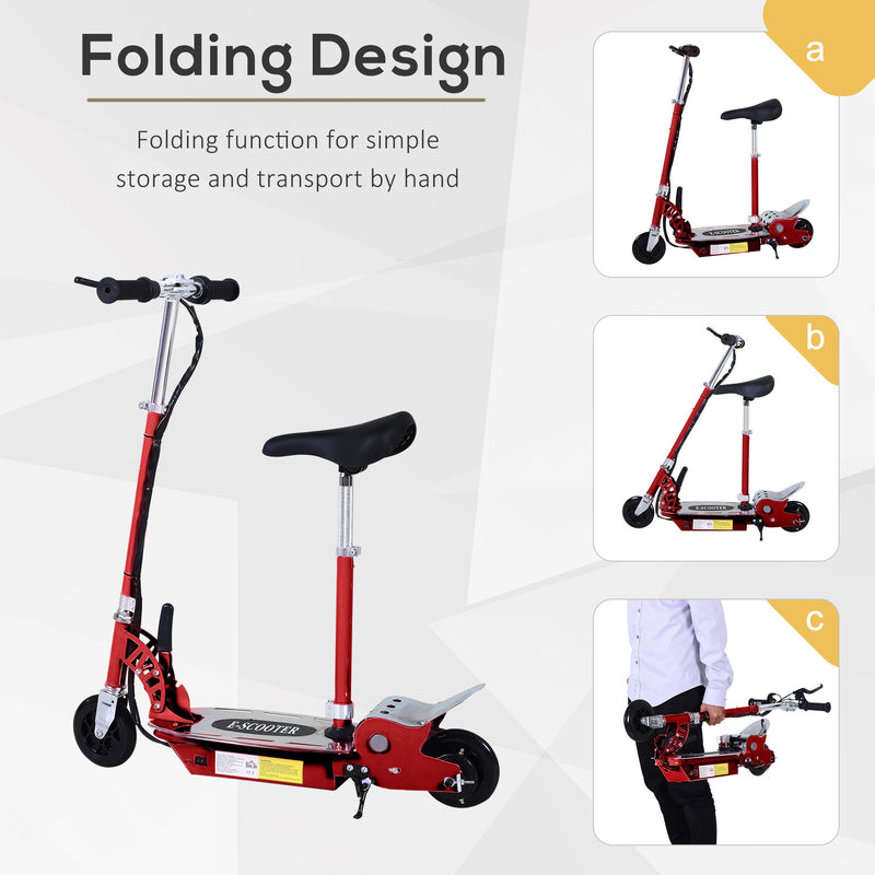 120W Teens Foldable Kids Powered Scooters 24V Rechargeable Battery Adjustable Ride on Outdoor Toy (Red)