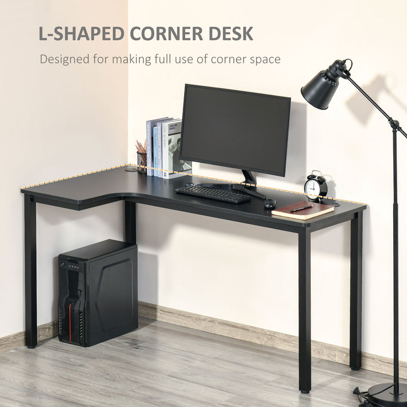 L-Shaped Gaming Desk, Computer Corner Desk with Cable Management, Home Office Workstation, 145 x 81 x 76cm, Black