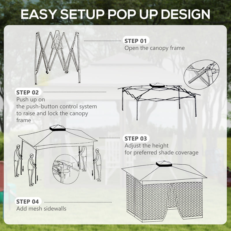 3 x 3(m) Pop Up Gazebo, Double-roof Garden Tent with Netting and Carry Bag, Party Event Shelter for Outdoor Patio, Cream White