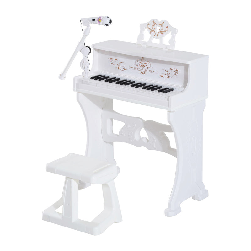 37 Keys Kids Piano Mini Electronic Keyboard Light Kids Musical Instrument Educational Game Children Grand Piano Toy Set w/Stool & Microphone