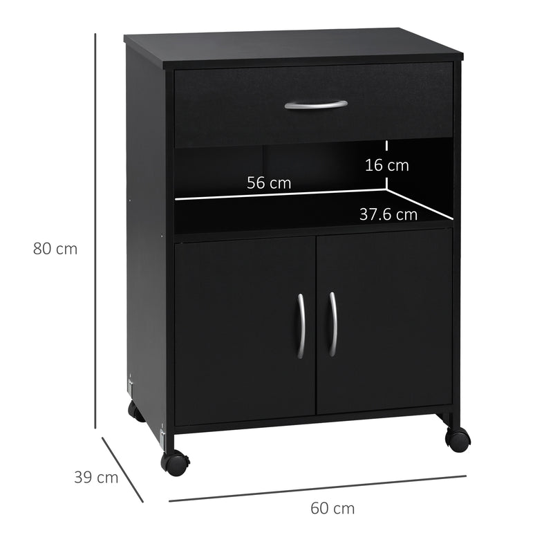 VinsettoPrinter Table, Mobile Printer Cabinet with Storage, Open Shelf, Drawer for Home, Office, Black