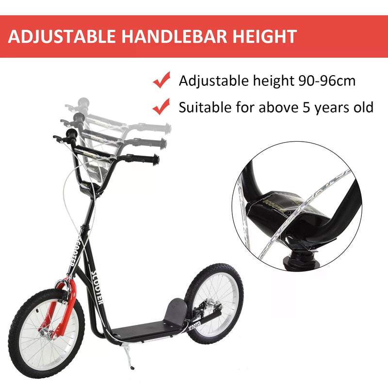 Scooter for Kids with Adjustable Handlebar, Anti-Slip Deck, Dual Brakes, for Boys and Girls Aged 5+ Years Old, Black