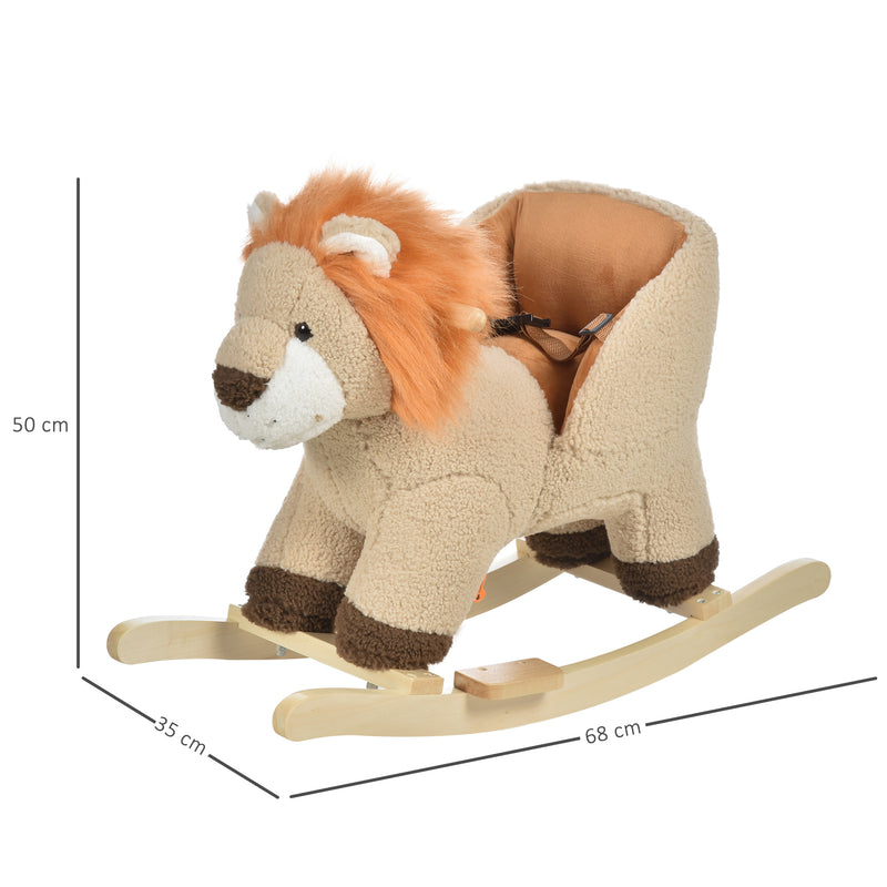 Toddlers Plush Lion Rocking Horse Brown