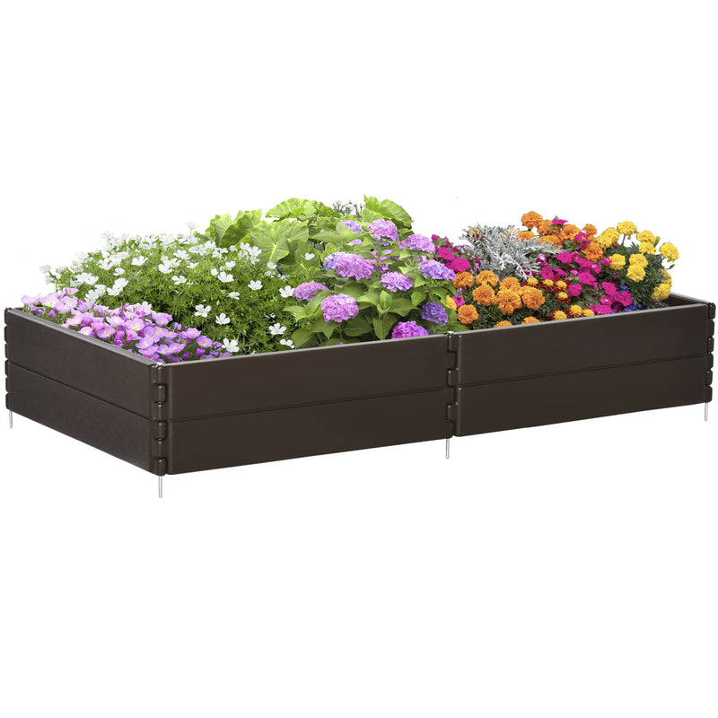Raise Garden Bed Kit, 6 Panels DIY Planter Box Above Ground for Flowers/Herb/Vegetables Outdoor Garden Backyard with Easy Assembly, Brown