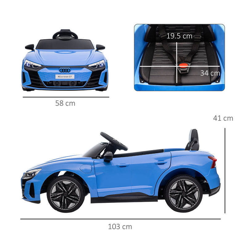 Audi Licensed Kids Electric Ride On Car with Parental Remote Control, 12V Battery Powered Toy with Suspension System, Lights, Music, Blue