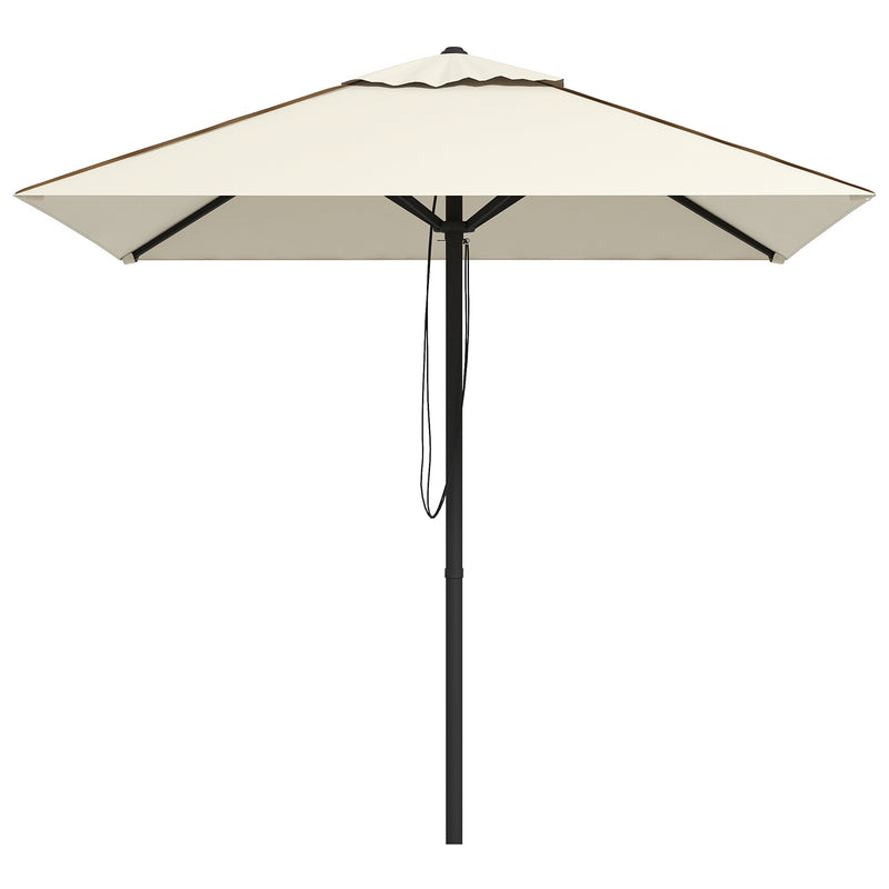 Patio Parasol Umbrella with Vent, Garden Market Table Umbrella Sun Shade Canopy with Piping Side, Beige