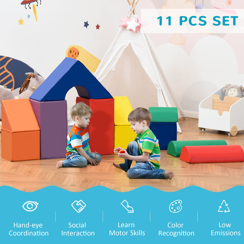 11 Piece Soft Play Blocks Kids Climb and Crawl Gym Toy Foam Building and Stacking Blocks Non-Toxic Learning Play Set Activity Toy Brick