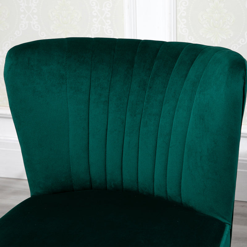 Modern Accent Chair, Fabric Living Room Chair with Rubber Wood Legs and Thick Padding, Green