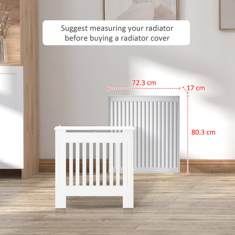 MDF Radiator Cover Wooden Cabinet Shelving Home Office Vertical Slattted Vent White 78L x 19W x 81H