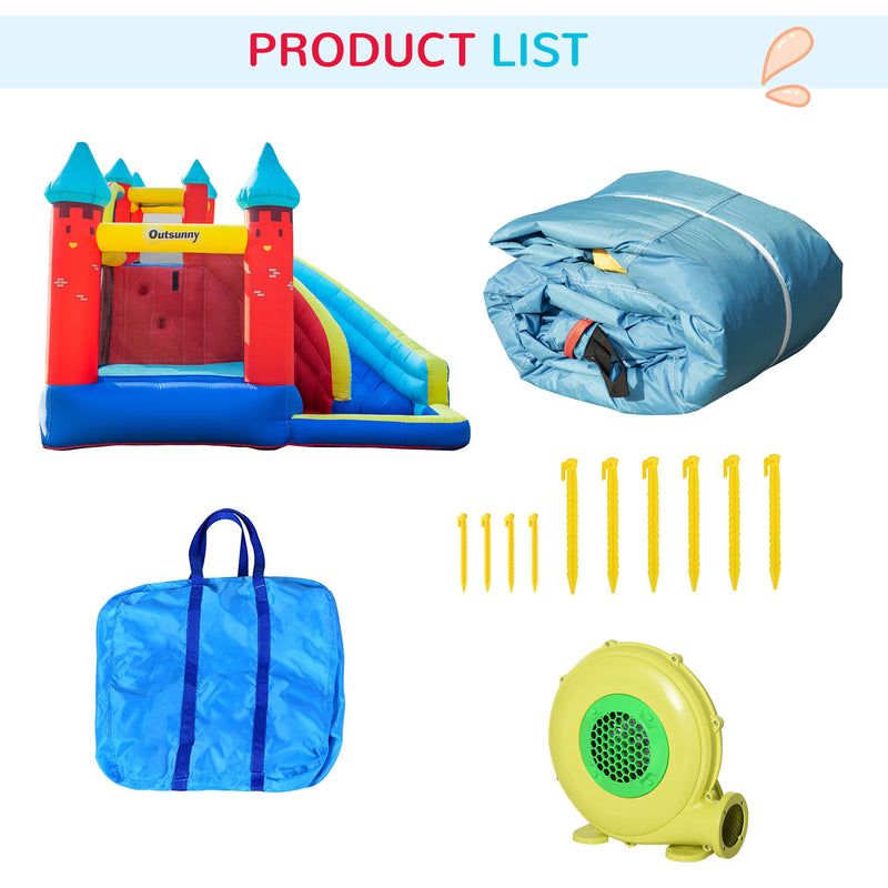 4 in 1 Kids Bounce Castle Large Inflatable House Trampoline Slide Water Pool Climbing Wall for Kids Age 3-8, 2.9 x 2.7 x 2.3m
