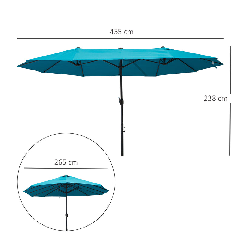 4.6m Double-Sided Patio Parasol Sun Umbrella-Blue