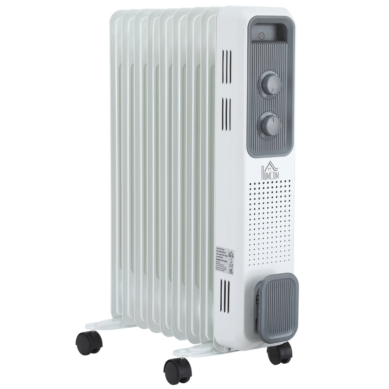 2180W Oil Filled Radiator, Portable Electric Heater, w/ Built-in 24-Hour Timer, 3 Heat Settings, Adjustable Thermostat, Safe Power-Off