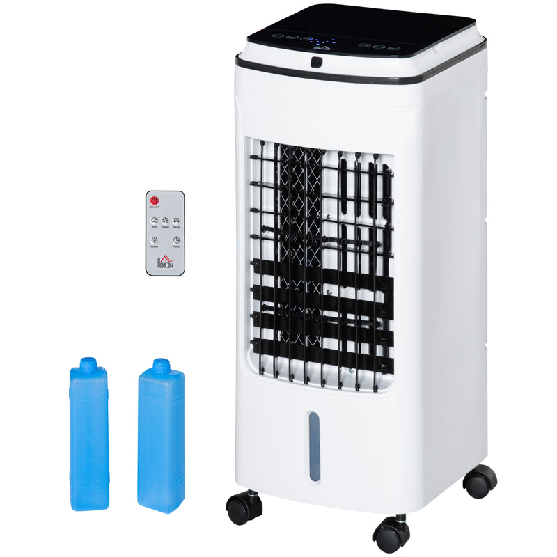 3-in-1 Evaporative Air Cooler with 4L Water Tank, Portable Fan Cooler with Automatic Oscillation, Timer, Remote, White