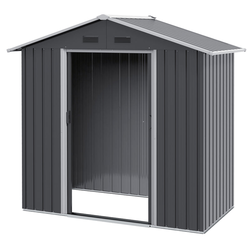 6.5x3.5ft Metal Garden Storage Shed for Outdoor Tool Storage with Double Sliding Doors and 4 Vents, Dark Grey