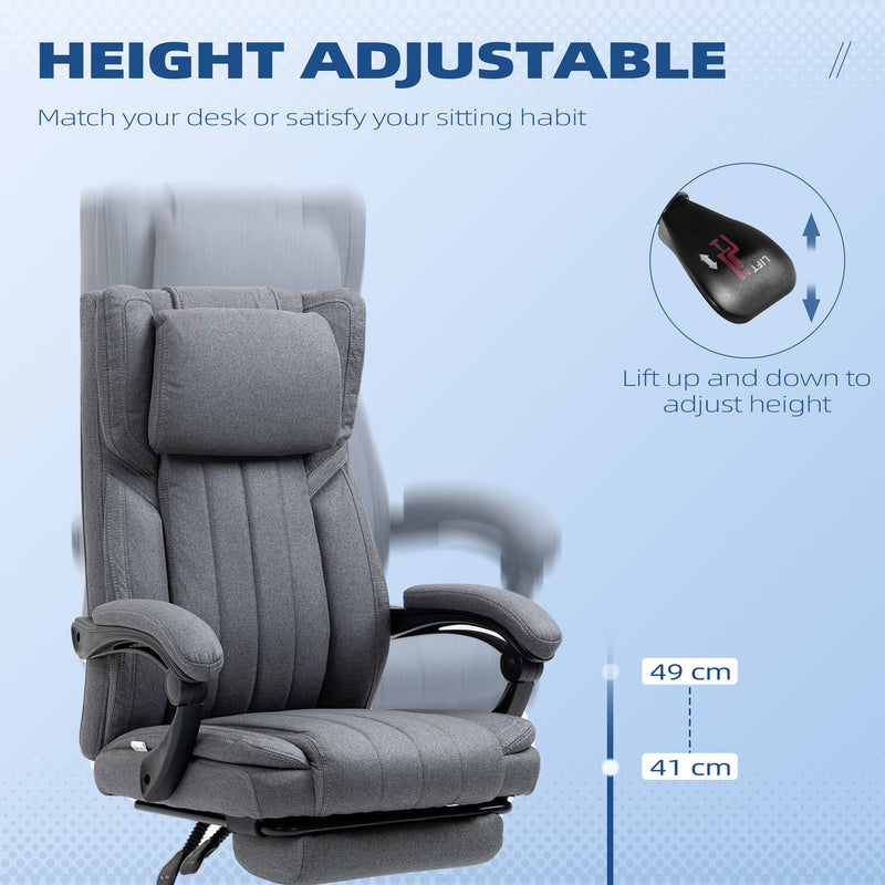 High Back Computer Desk Chair, Executive Office Chair with Adjustable Headrest, Footrest, Reclining Back, Dark Grey