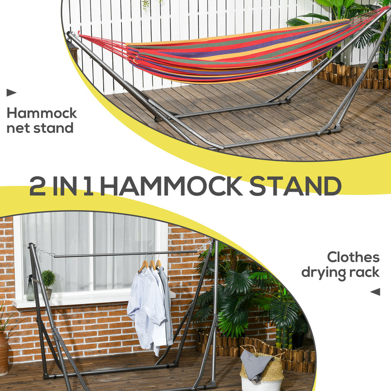 Foldable Hammock Stand, Portable Hammock with Metal Frame, 2 in 1 Hammock Net Stand, Clothes Drying Rack, Load Capacity 120kg Black