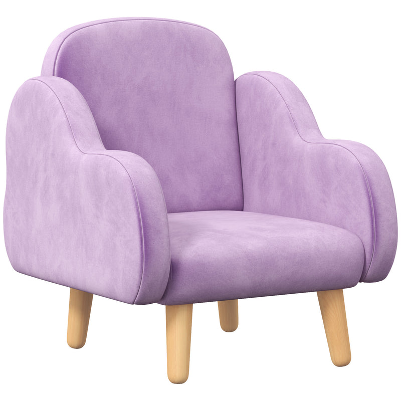 Cloud Shape Toddler Armchair, Ergonomically Designed Kids Chair, Comfy Children Playroom Mini Sofa for Relaxing, for Ages 1.5-5 Years - Purple