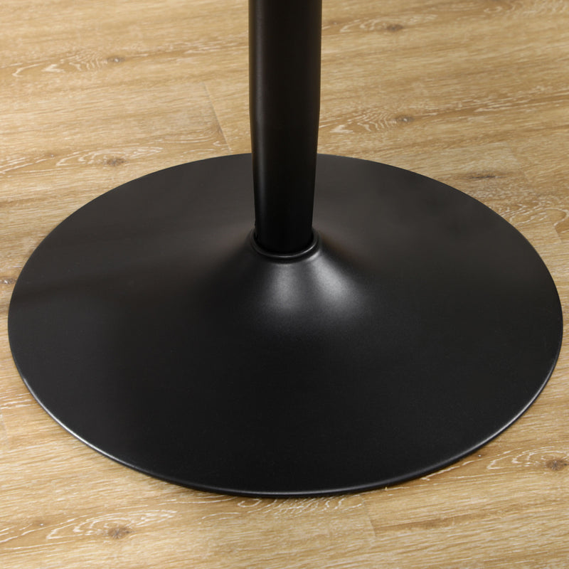 Round Dining Table, Modern Dining Room Table with Steel Base, Non-slip Foot Pad, Space Saving Small Dining Table, Black