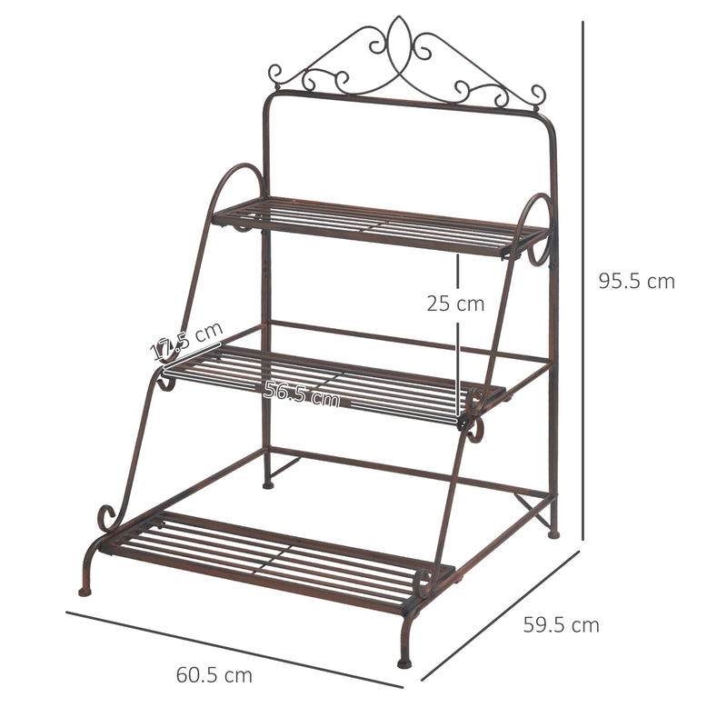 3 Tier Stair Style Metal Plant Stand, Flower Pot Holder Display Shelf, Storage Organizer Rack for Indoor Outdoor Patio Balcony Yard