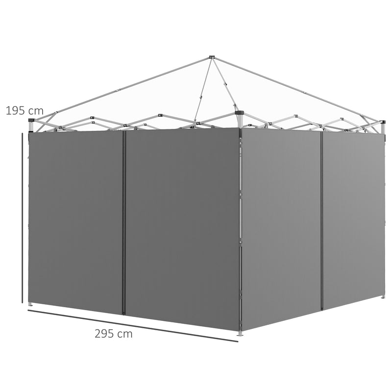 Gazebo Side Panels, 2 Pack Sides Replacement, for 3x3(m) or 3x6m Pop Up Gazebo, with Zipped Doors, Light Grey