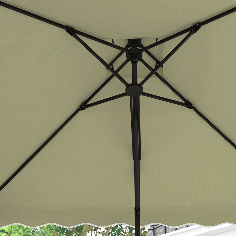2.5m Square Double Top Garden Parasol Cantilever Umbrella with Ruffles, Beige