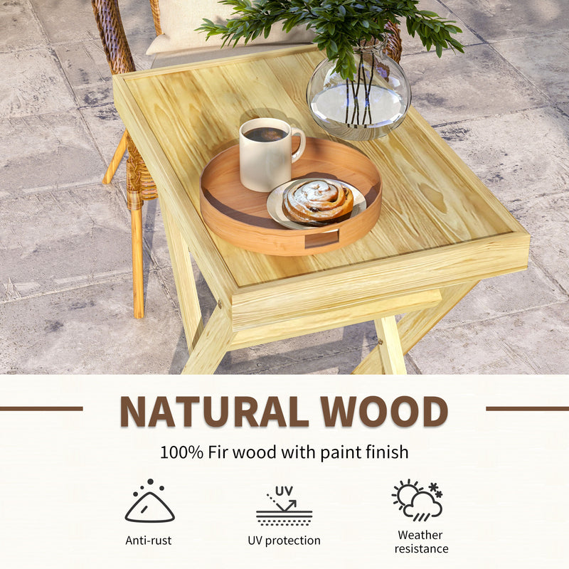 68cmx44cmx75cm Garden Table, Outdoor Side Table, Wooden Patio Coffee Side Desk, Patio End Table for Garden, Balcony, Natural