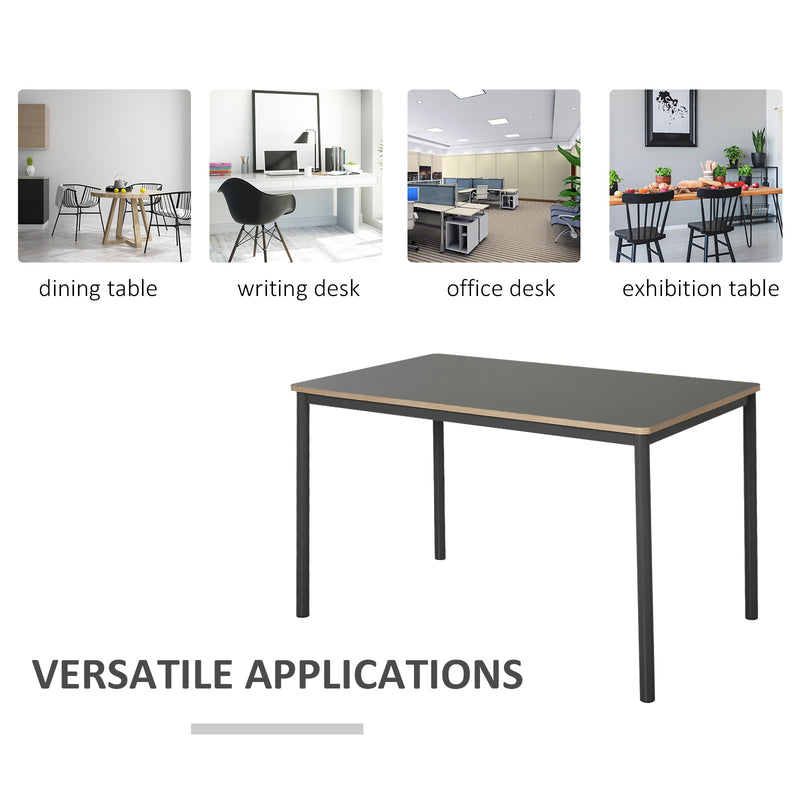 120cm Minimalistic Dining Table w/ Steel Frame Foot Pads Simple Rectangle Style Home Dining Working Display Grey
