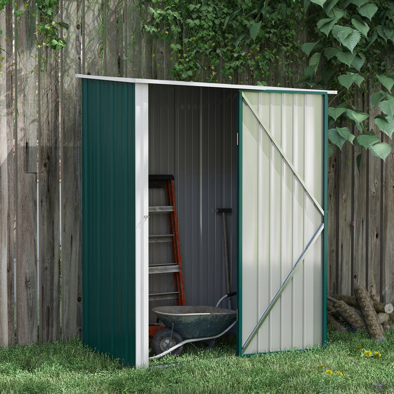 Outdoor Storage Shed, Garden Metal Storage Shed w/ Single Door for Garden, Patio, Lawn, 5.3ft x 3.1ft, Green