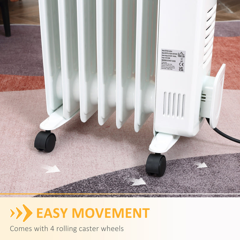 1630W Digital Oil Filled Radiator, 7 Fin, Portable Electric Heater with LED Display, 3 Heat Settings, Safety Cut-Off and Remote Control, White
