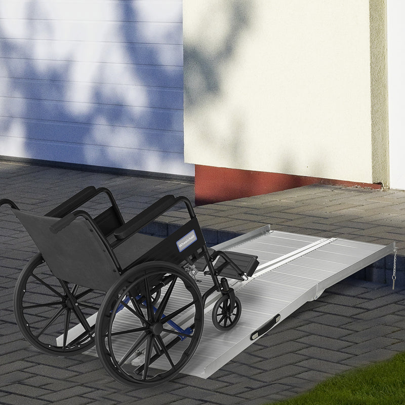 Textured Aluminum Folding Wheelchair Ramp, 183 x 72 cm Portable Threshold Ramp, for Scooter Steps Home Stairs Doorways