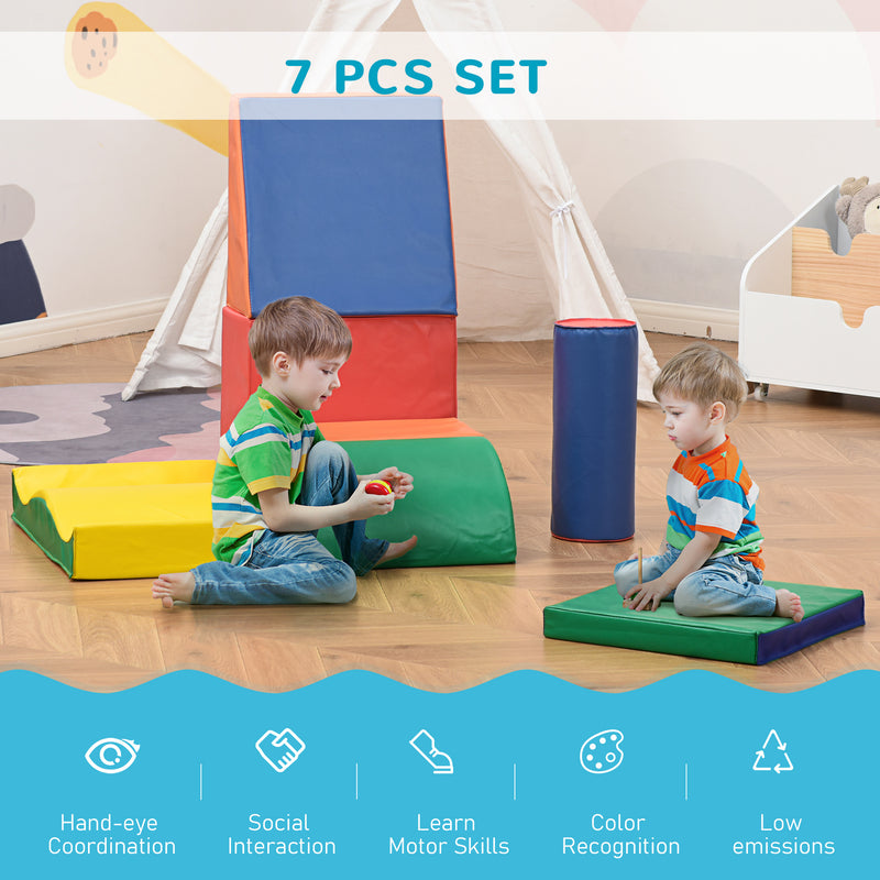 7 Piece Soft Play Blocks Kids Climb and Crawl Gym Toy Foam Building and Stacking Blocks Non-Toxic Learning Play Set Educational Software Toy