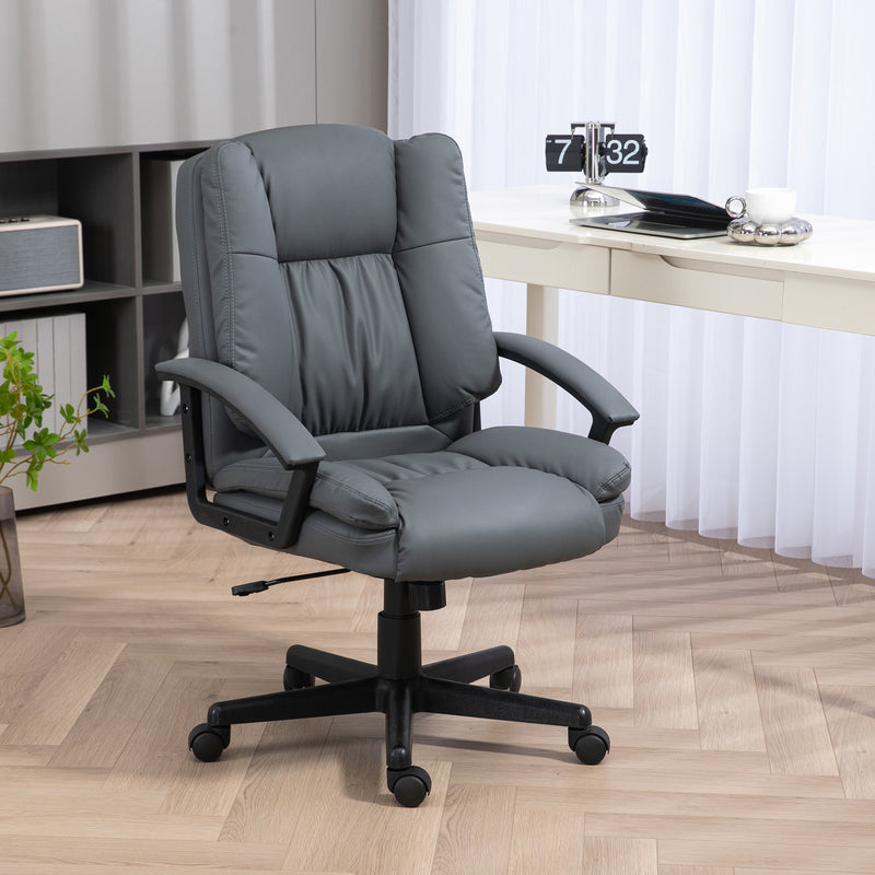 Office Chair, Faux Leather Computer Desk Chair, Mid Back Executive Chair with Adjustable Height and Swivel Rolling Wheels