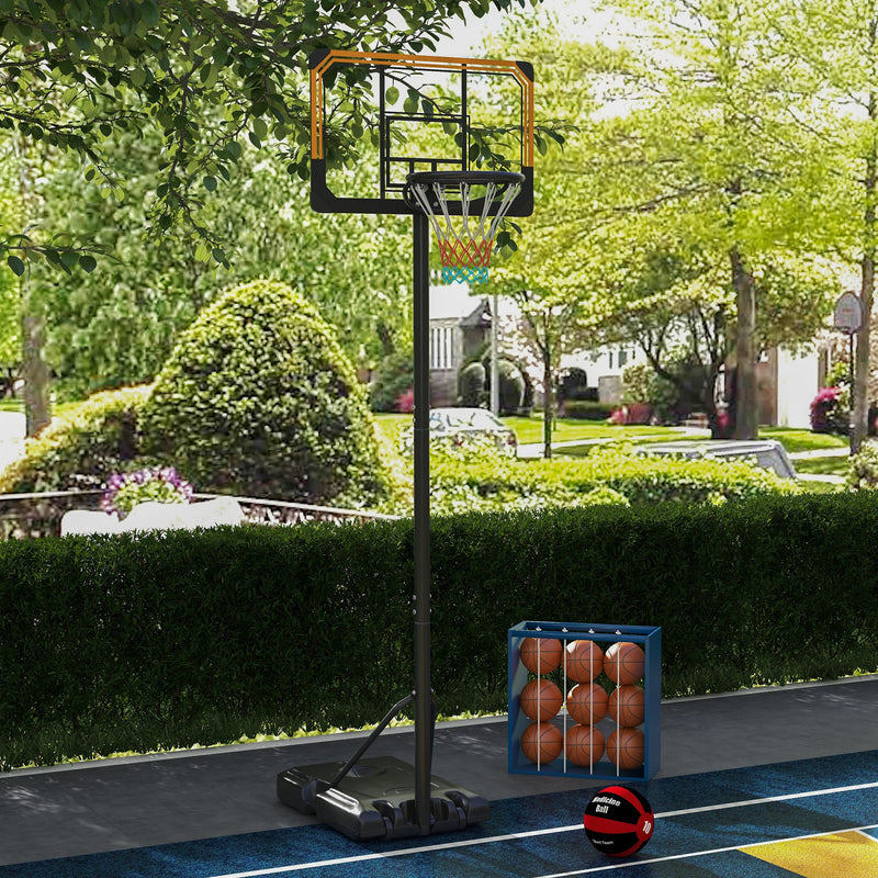 Height Adjustable Basketball Stand Net Set System, Free standing Basketball Hoop and Stand with Wheels, 182-213cm, Black