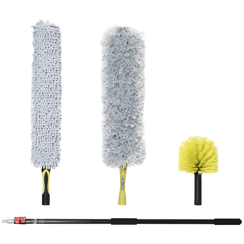 Extendable Feather Duster with Telescopic Pole 3.5m/11.5ft, Microfiber Duster Cleaning Kit with Bendable Head for Cleaning High Ceiling Fans