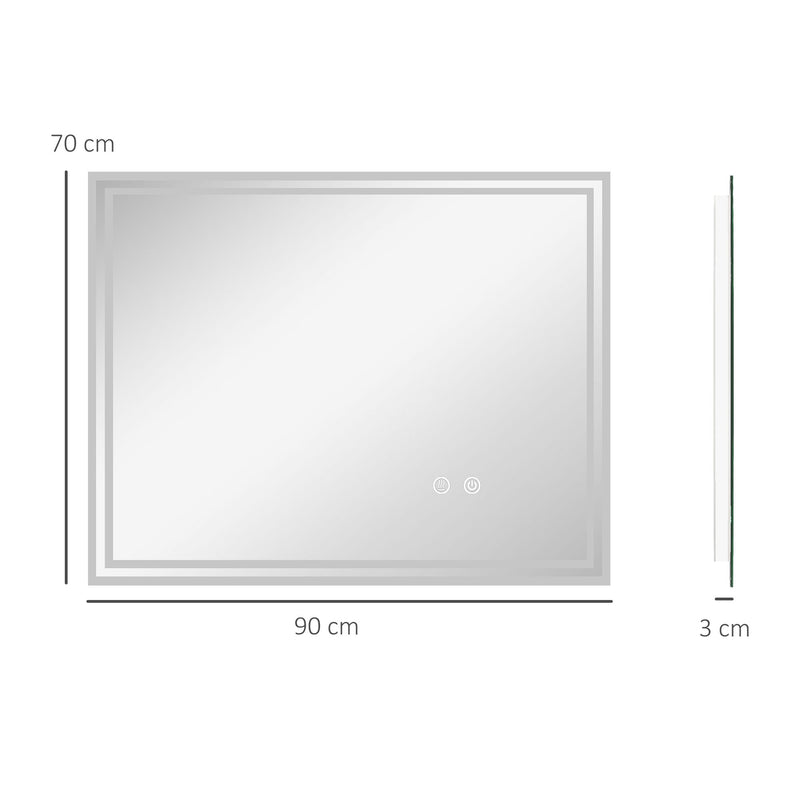 LED Bathroom Mirror with Lights, Illuminated Makeup Mirror, Vanity Mirror with 3 Colour, Smart Touch, Anti-Fog