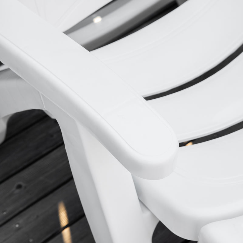 2PCs Outdoor Folding Sun Lounger Recliner on Wheels w/ 5-Position Backrest, White