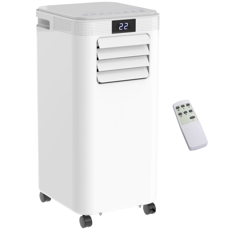 8000 BTU 4-In-1 Compact Portable Mobile Air Conditioner Unit Cooling Dehumidifying Ventilating w/ Fan Remote LED Display 24 Hr Timer Auto Shut