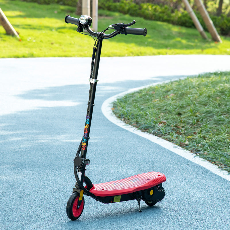 Foldable Electric Scooter, with LED Headlight, for Ages 7-14 Years - Red
